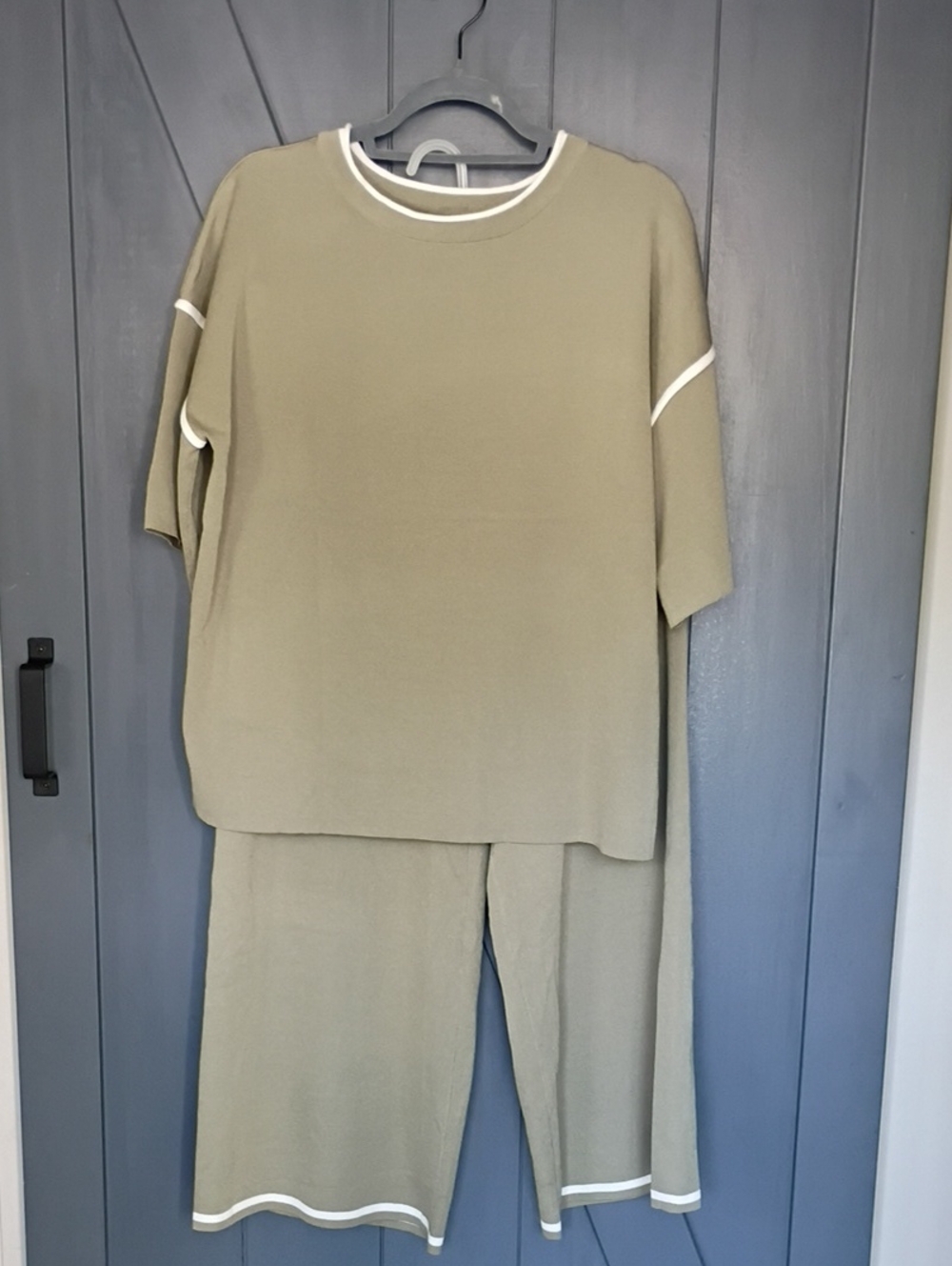 Relaxed Olive Green Jumpsuit with White Trim